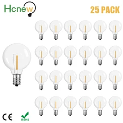 25 pz G40 1W LED String Lights lampadina di ricambio E12 110V 220V bianco caldo 2200K lampade a LED sostituire 7W lampadine a incandescenza plastica