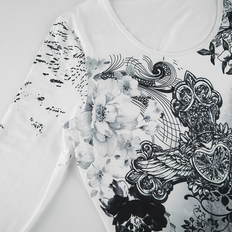 Camiseta con estampado gráfico de diamantes de imitación para mujer, jerséis Retro Harajuku Fairycore Grunge ajustados, camisetas y2k estéticas Vintage góticas Tos