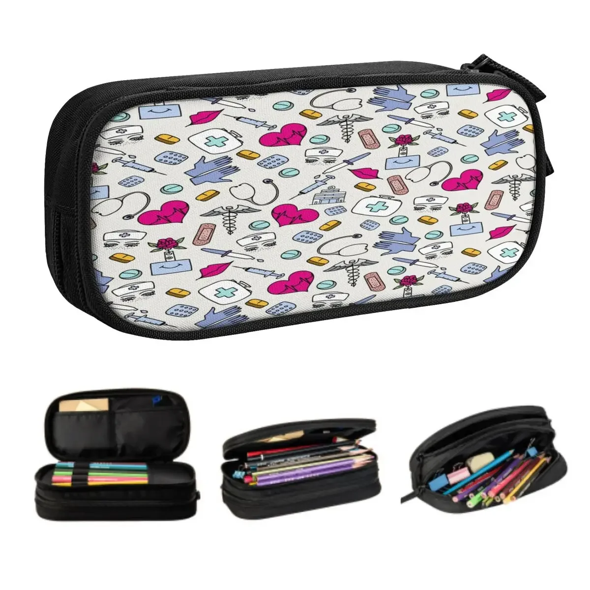 

Nursing Pattern Nurse Korean Pencil Cases Girls Boys Big Capacity Health Care Pencil Bag Pouch Students Stationery