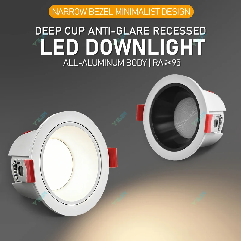 Anti-glare LED Downlight Recessed Spotlight Aluminum Wall Washer Lamp COB 10W AC220V For Home Office No Main Light Design