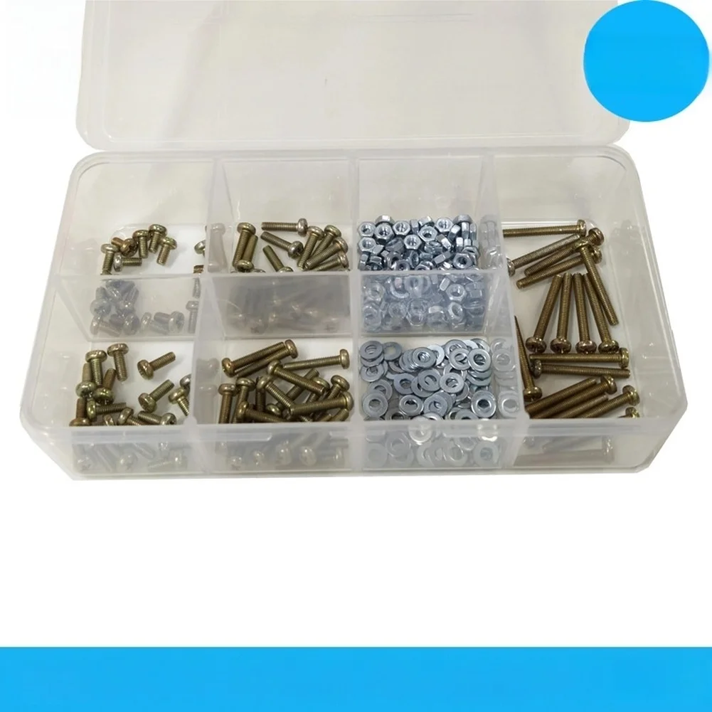 For M3 Cross Recessed Pan Head Bolts Set of 300 with Carbon Steel Nuts and Washers for Industrial Applications