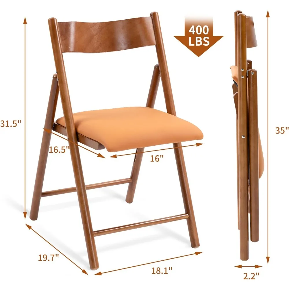 Padded Folding Chairs Set of 2, Durable Faux Leather Cushion, Portable and Assembled, Ideal for Home and Outdoor Use