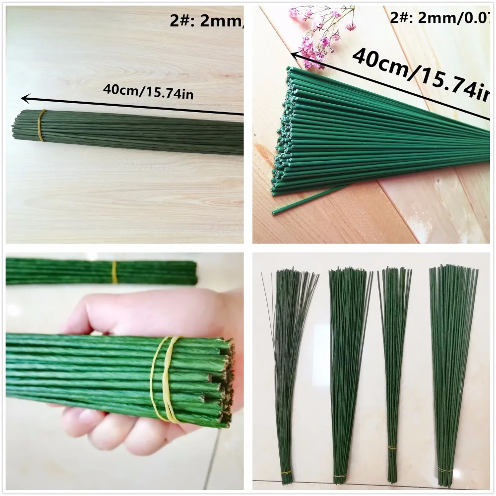 10PCS~30PCS 1mm 2/3mm 4mm 5mm Paper Covered Artificial Branches Nylon Flower Iron Wires For DIY Nylon Flower Making Materials