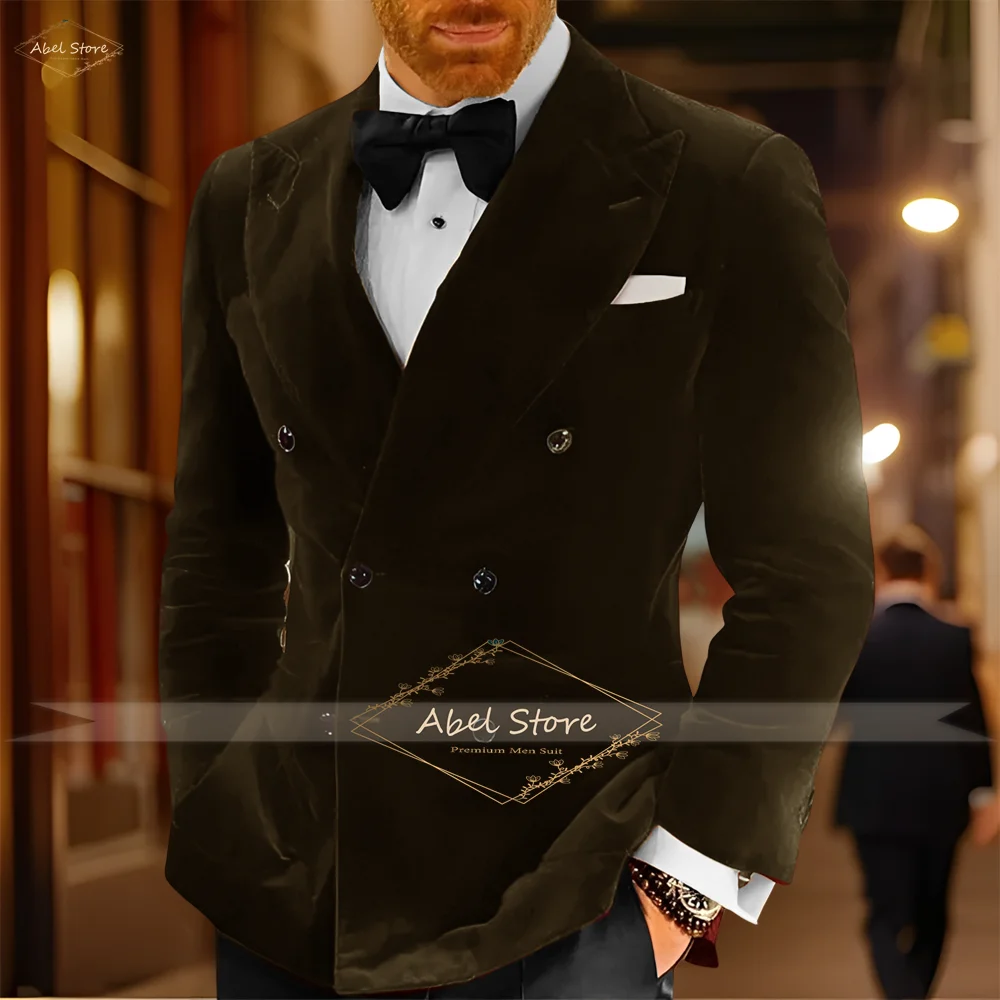 Burgundy Velvet Blazer Set with Black Pants Mens 2-Piece Formal Suit Wedding Party Attire Luxury Custom Tailored
