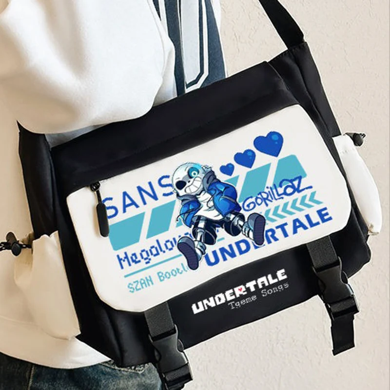 BlackWhite, Undertale Sans, Student Kids Teens, Anime Messenger Crossbody Shoulder Bags for School Girls Boys