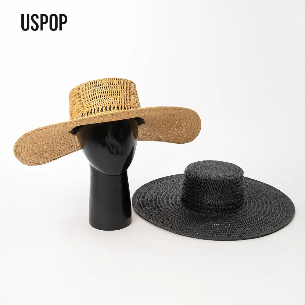 chapeau-de-paille-a-large-bord-pour-femme-uspop-chapeau-de-soleil-ajoure-en-paille-de-papier-a-calotte-plate-reglable-pour-l'ete-la-plage-et-les-vacances-protection-uv