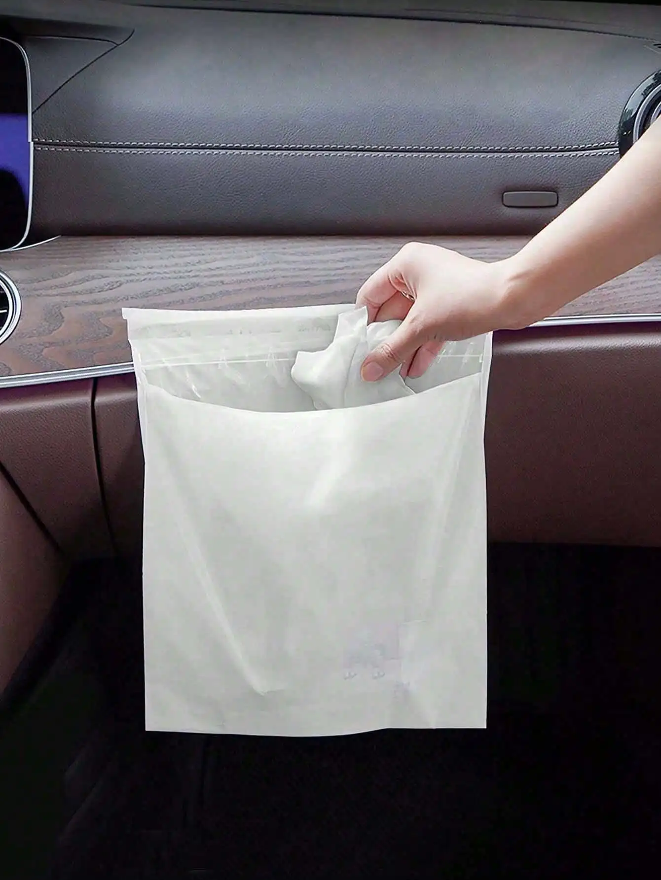 50pes Easy Stick-On Disposable Car Tash Bag Lekproof Vomit Bag, Beautifu Kitchen Storage Beg, Durable Suitable For Cars, Kitchen