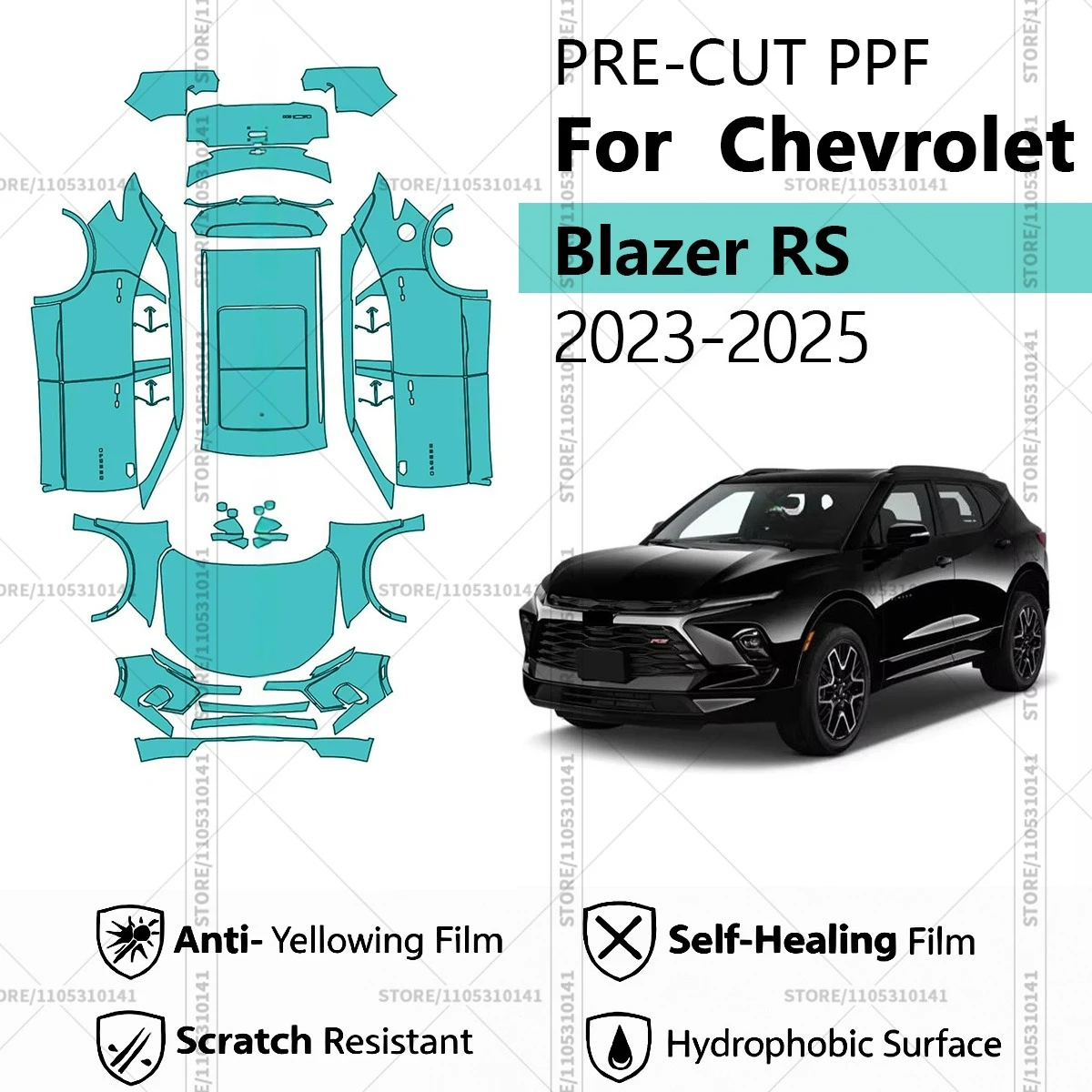 

Предварительно нарезанная прозрачная защитная пленка PPF для автомобиля, полная защита кузова для Chevrolet Blazer RS 2023-2025