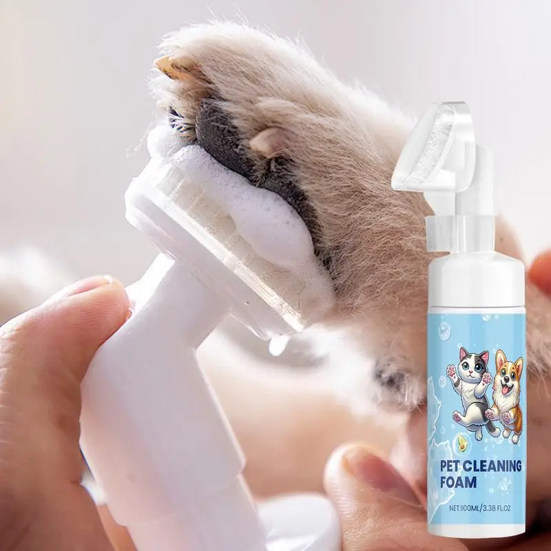 Foam Paw Cleaner For Dogs 100ml Leave-in Paw Cat Foaming Cleaner Gentle Paw Cleanser Foam Pet Foot Odor Remover For Dog Cat Paw