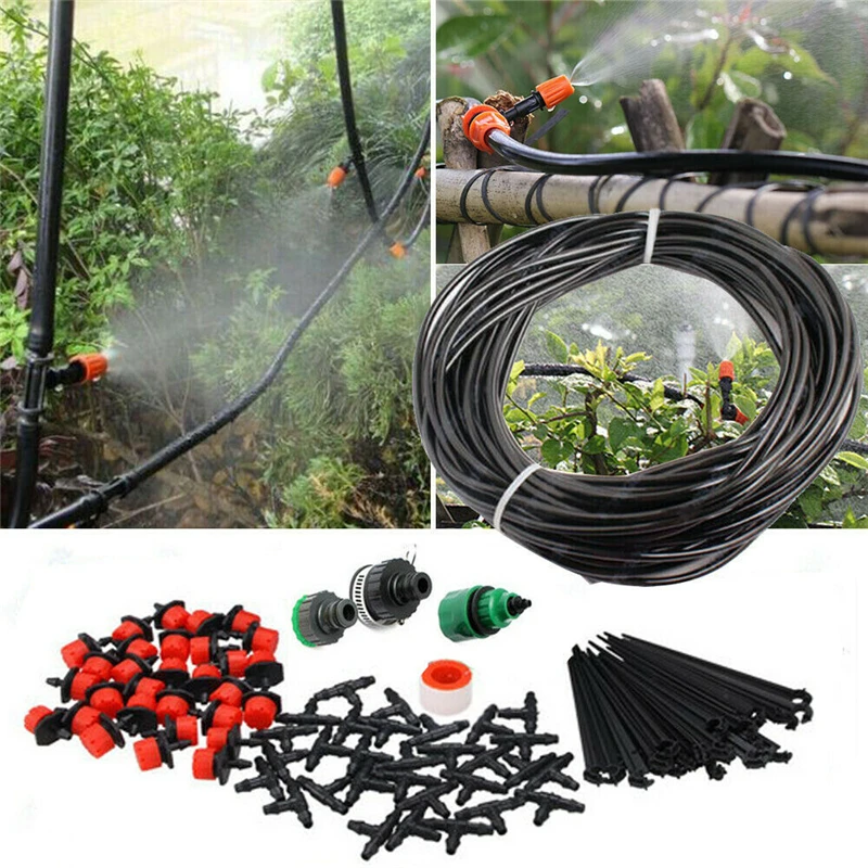 25M Hose Drip Irrigation System Automatic Garden Watering Inserting Ground Micro Flow Dripper with Adjustable Drippers