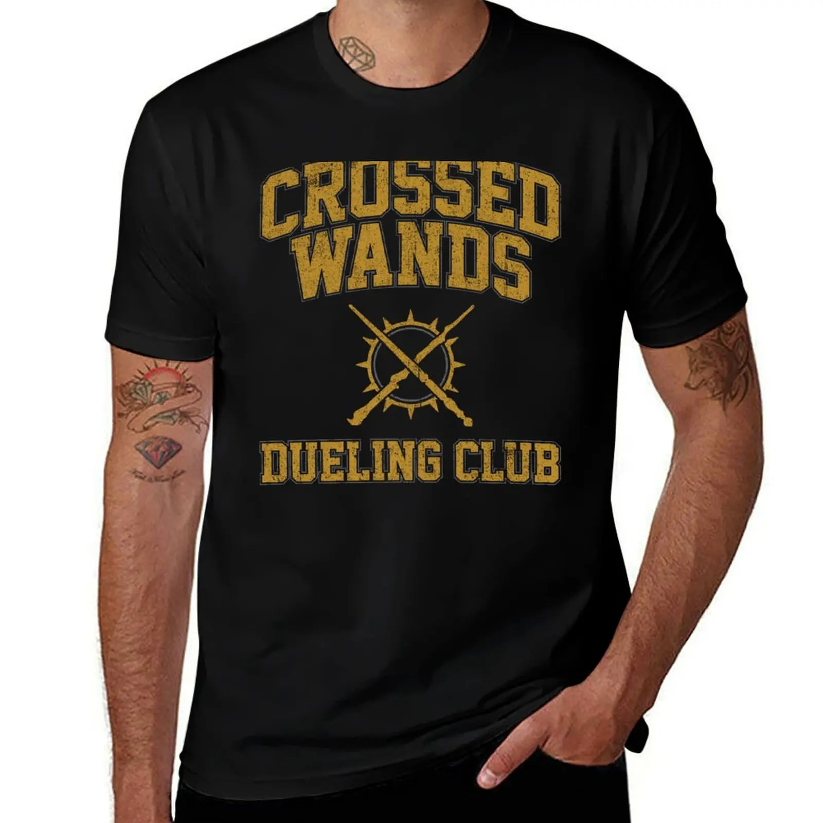 Crossed Wands Dueling Club (Variant) T-Shirt Outdoor Work Short Sleeve Top T-Shirt