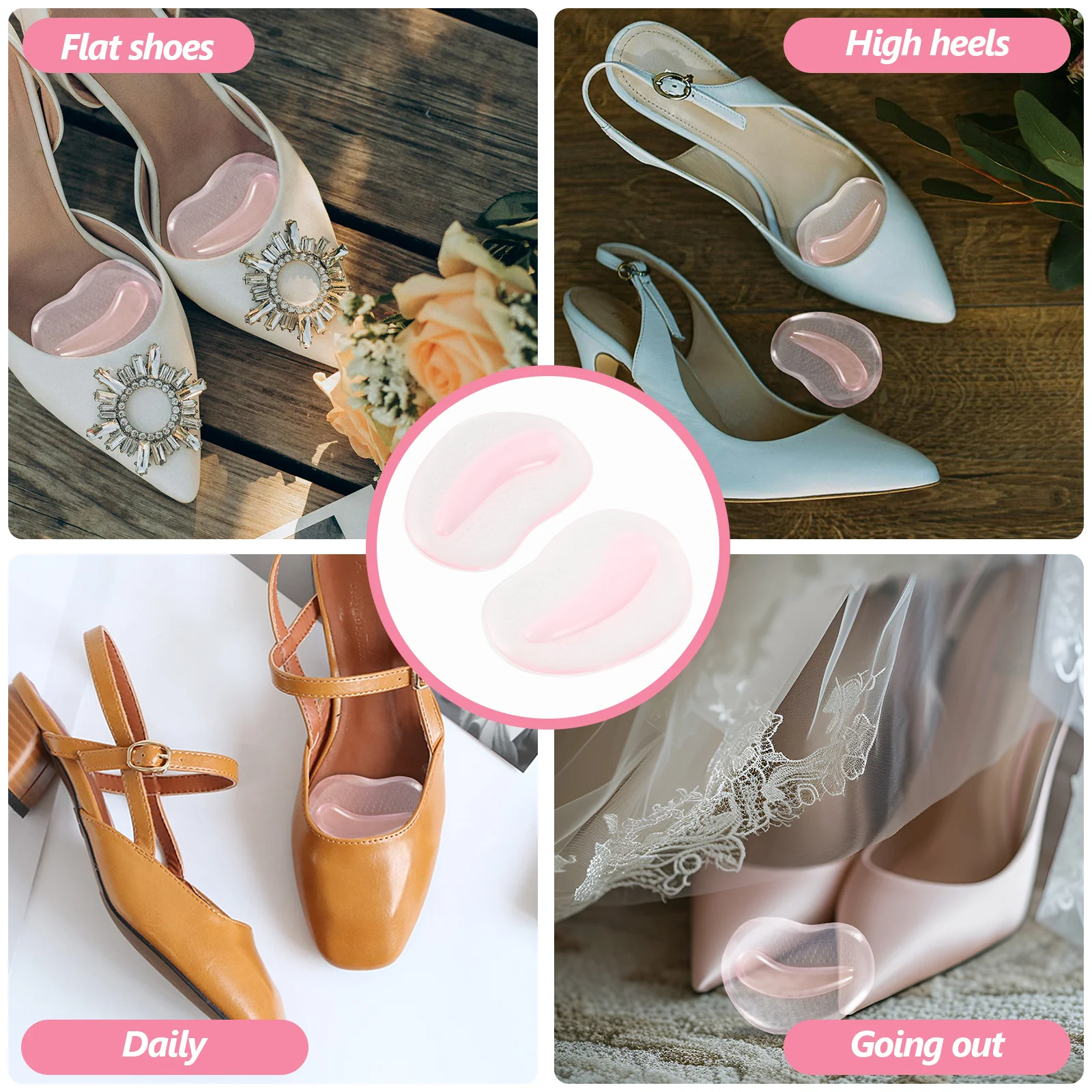 

1Pair Gel Forefoot Pads High Heel Shoe Inserts Front Pad Metatarsal Cushion Soft Foot Pads for Women Shoe Toe Inserts