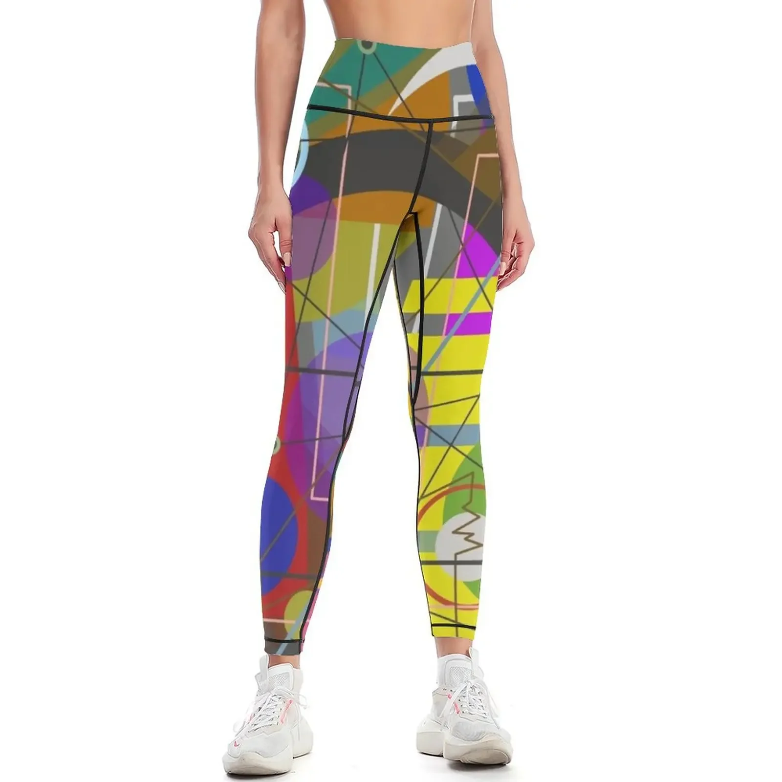 

Hipster Retro Bauhaus KandinskyStyle Graphic Design Leggings gym clothing Sports pants woman Women's tights Womens Leggings