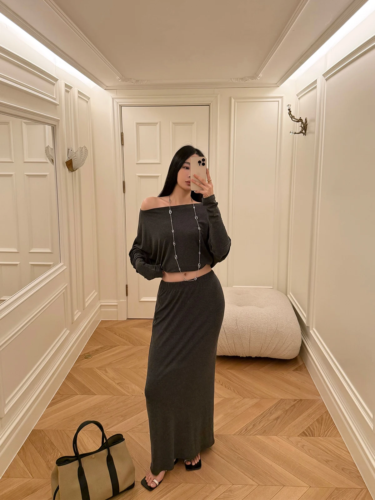 

ZhouMiao Commuter High Waist A-Line Skirt Skin-friendly Half-permanent Women's Skirts Comfortable Elastic Baby Touch