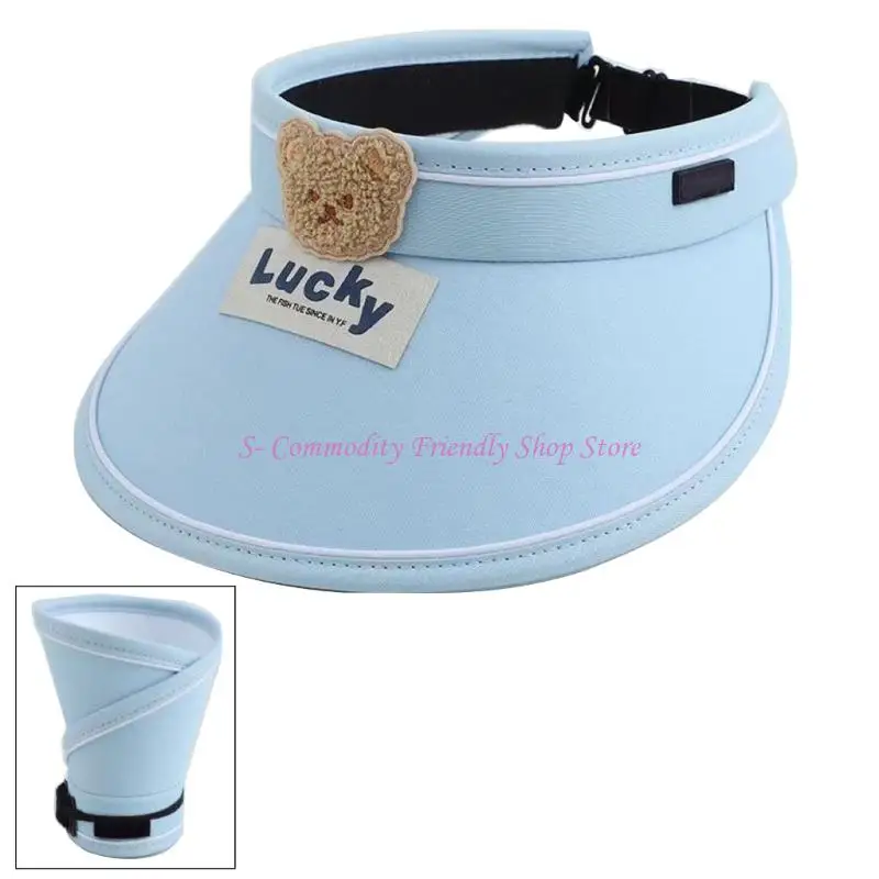 85AE Bear Empty Top Sunhat Boy Girls Visor Caps Hollowed Top Beach Caps