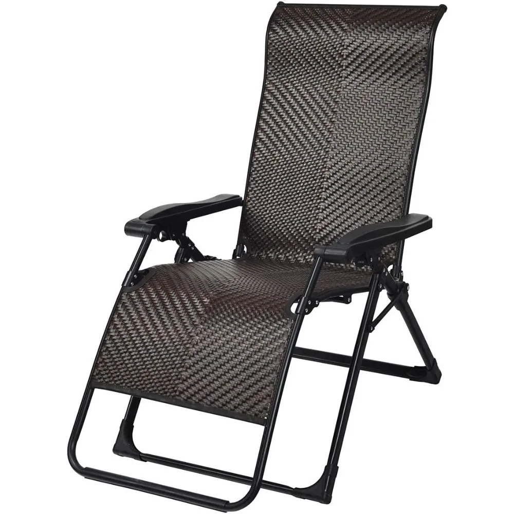 

Rattan Zero Gravity Chair, Outdoor Adjustable Folding Lounge Chair with Widened Armrest & Locking System,for Pool, Patio, Beach