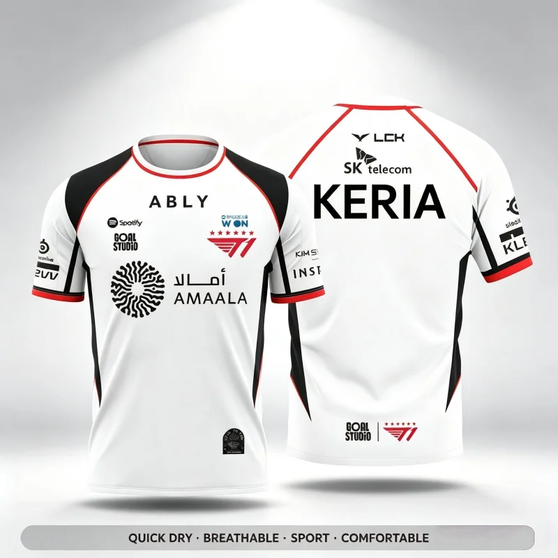 26-27 Neues T1 Esports Team Trikot FAKER FAN für Männer und Frauen, Sommer-Freizeit-Kurzarmshirt für Gaming-Enthusiasten, Eltern-Kind – Detail 6