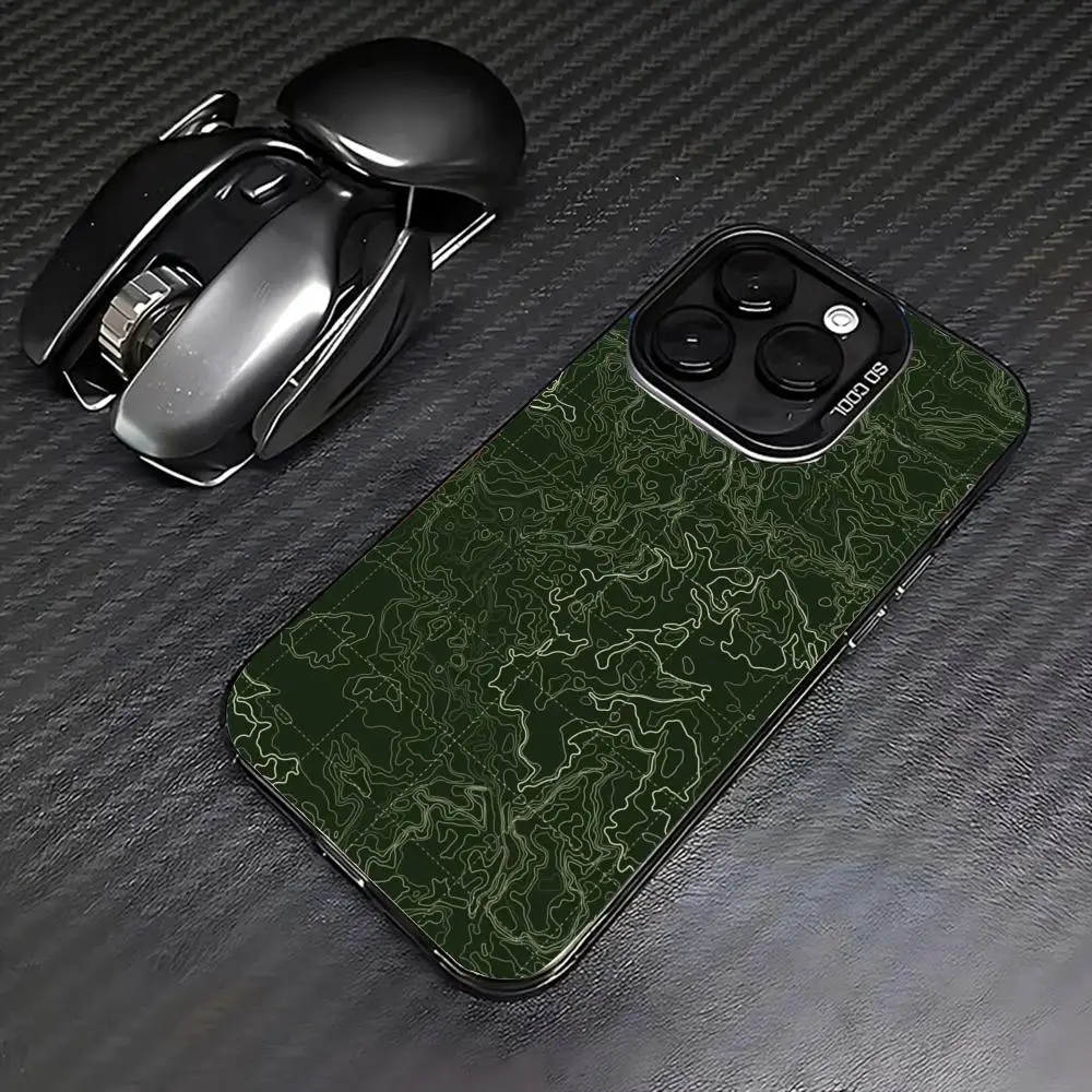 حافظة بتصميم منحني أخضر لهاتف iPhone17 16 15 14 13 12 11 Pro/ Max/Plus غطاء خلفي مقاوم للصدمات ومضاد لبصمات الأصابع