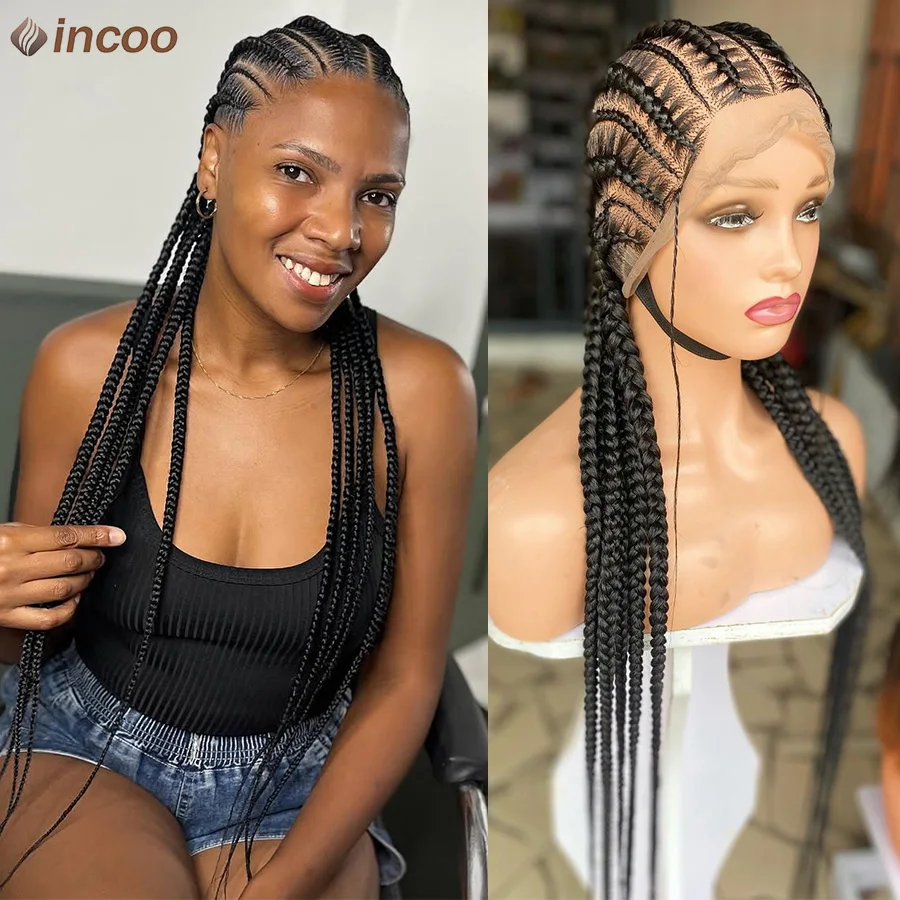 

Парик Cornrow Braids Синтетические полные кружевные передние плетеные парики для чернокожих женщин 36-дюймовый длинный парик Locs Goddess Braids с волосами ребенка