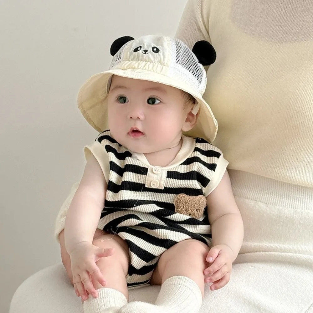 Striped Pattern Summer Baby Bodysuit Solid Color Cotton Material Sleeveless Bodysuit Ventilate Design Thin Fabric Baby Jumpsuit