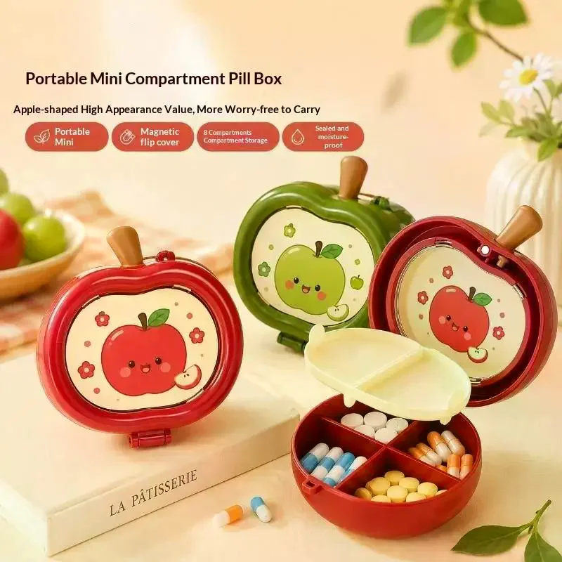 4 Compartments Small Portable Travel Vitamin Pill Box Pills Cases Container Organizer 7 Days Grids Medicine Fish Oils Storage