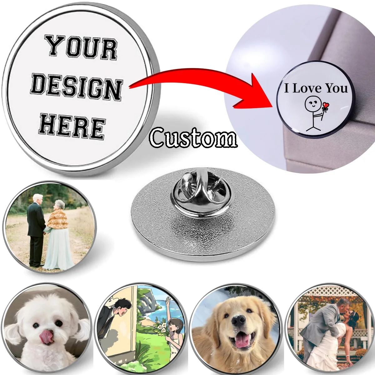 مخصص صور دبابيس سبيكة دبوس صور شخصية شارة Diy بها بنفسك الشخصية الحيوانات الأليفة عطلة هدية ظهره التلبيب زر بروش بالجملة