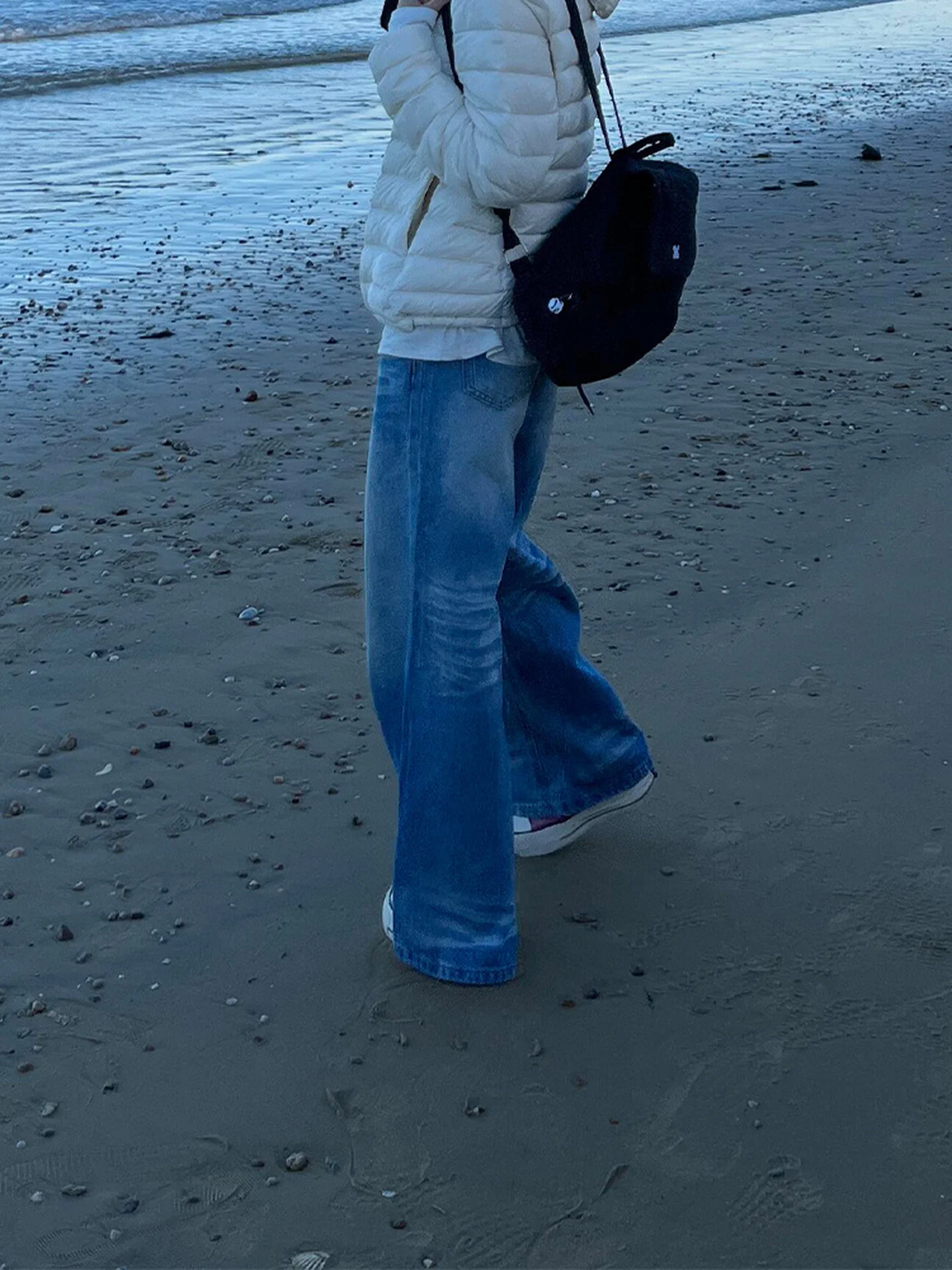 Grande taille américain Sle haute rue jambe large porté jean décontracté femmes automne hiver nouveau paresseux Trace pantalons longs