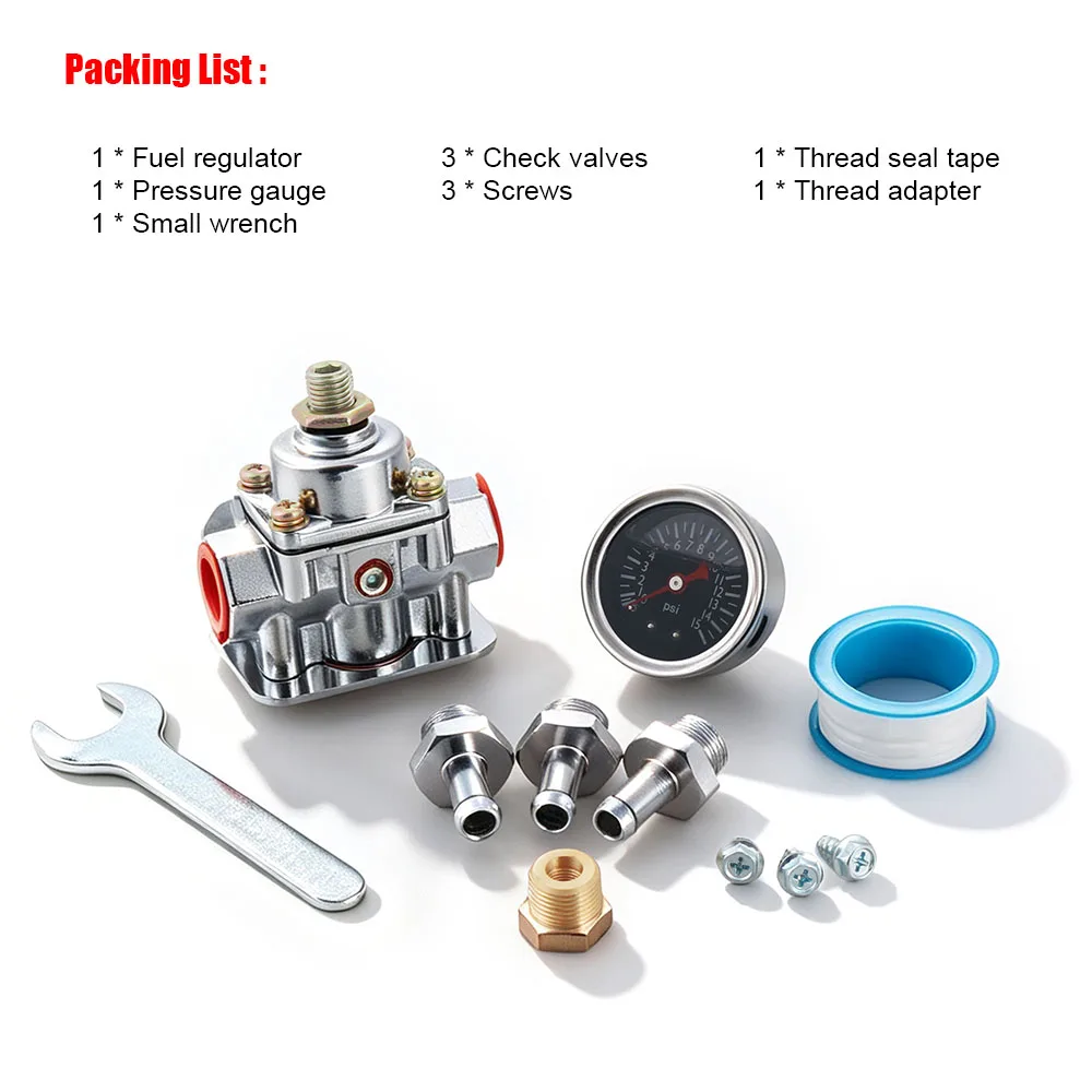 12-804 Adjustable Fuel Pressure Regulator With Gauge for Holley and for Edelbrock Carburetors  1-4 PSI, 3/8