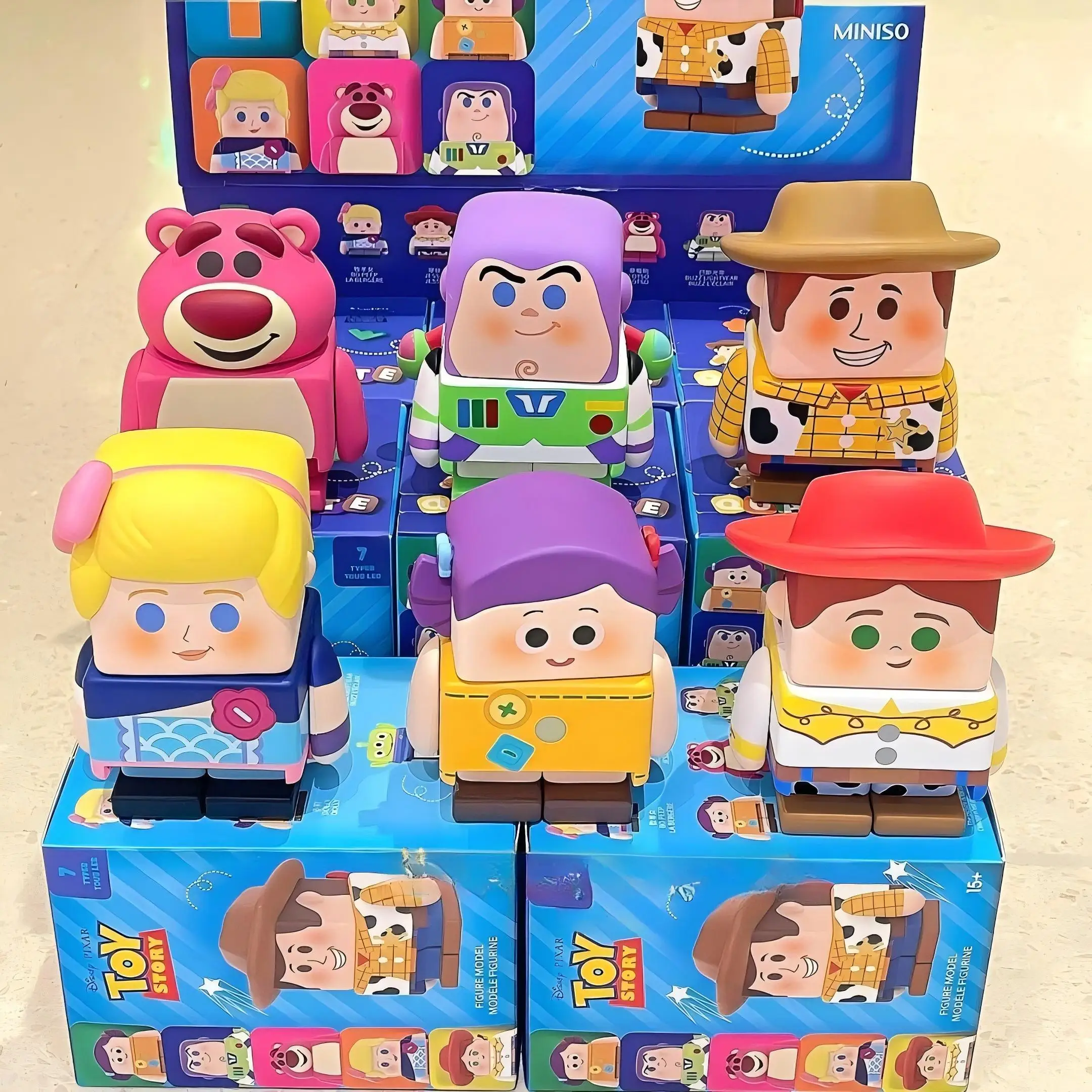 MINISO Disney Pixar Power Cube Series Blind Box Buzz Lightyear Strawberry Bear Woody Handmade Office Ornament Surprise Gift