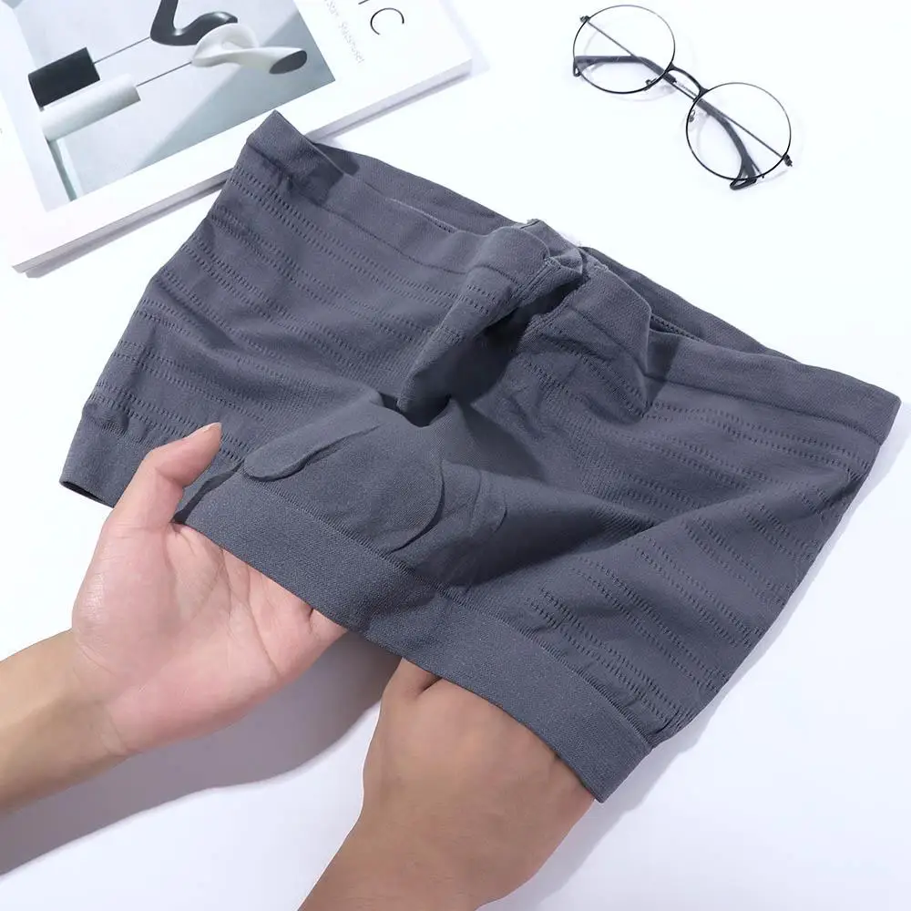 Men Underwear Boxer Solid Color Panties Comfortable Sexy Underpants Mid-waist Boxers Seamless Shorts