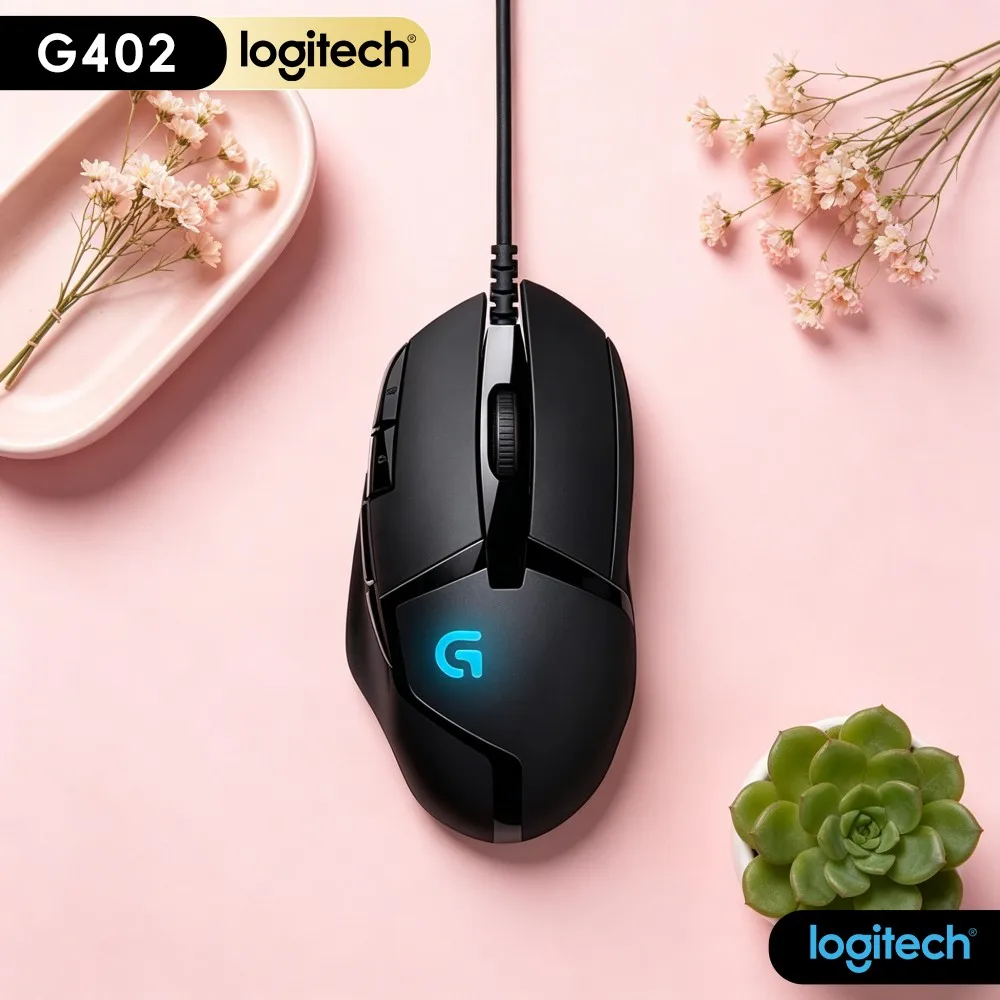 Logitech G402 Hyperion Fury Wired Mouse 8 Assignable Function Buttons Max 4000 DPI Sensitivity For Desktop Game Station Build