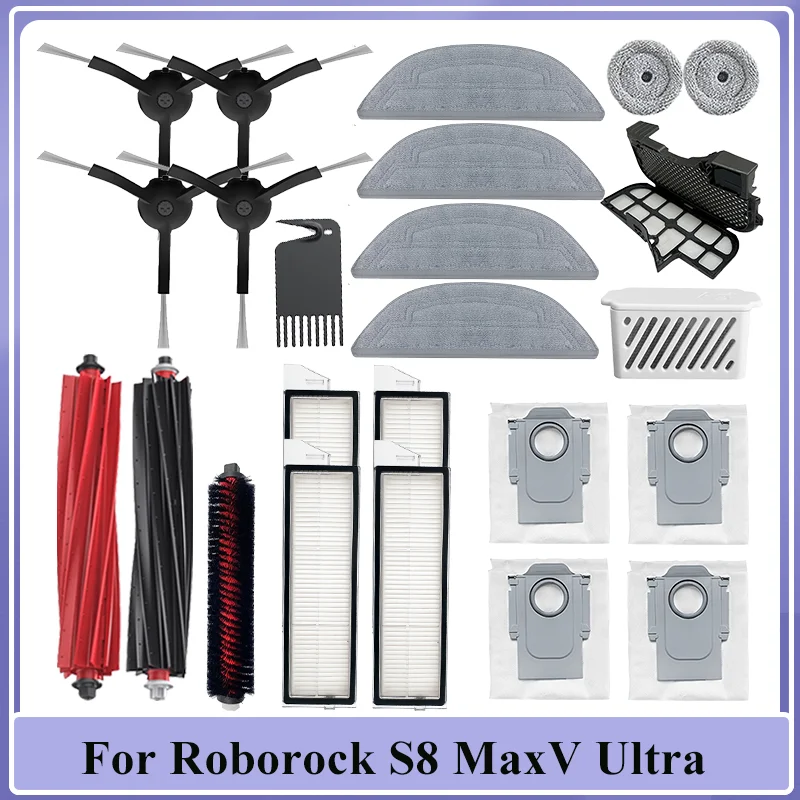 Accessories For Roborock S8 Max V Ultra G20s  Vacuum Cleaner Part Main Side Brush Hepa Filter Mop Cloth Rag Dust Bag Replacement