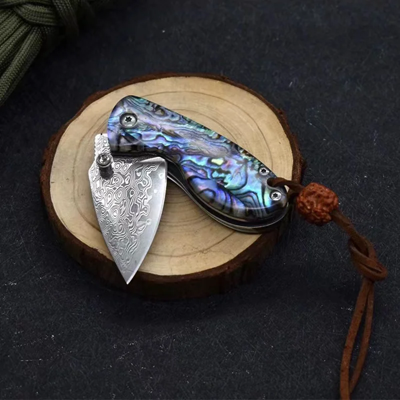 NEW Mini Folding Knife Damascus Steel Portable Small Folding Knife Outdoor Self Defense Camping Hunting Sharp Express Knife