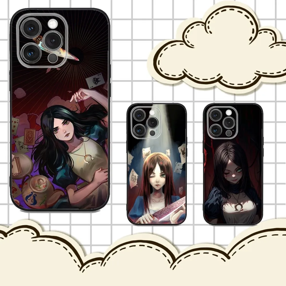 

A-Alice Madness Returns Game Phone Case For iPhone 16e,16,15,14,13,12,11,Pro,X,XS,Max,XR,Plus,Mini Soft Black Cover