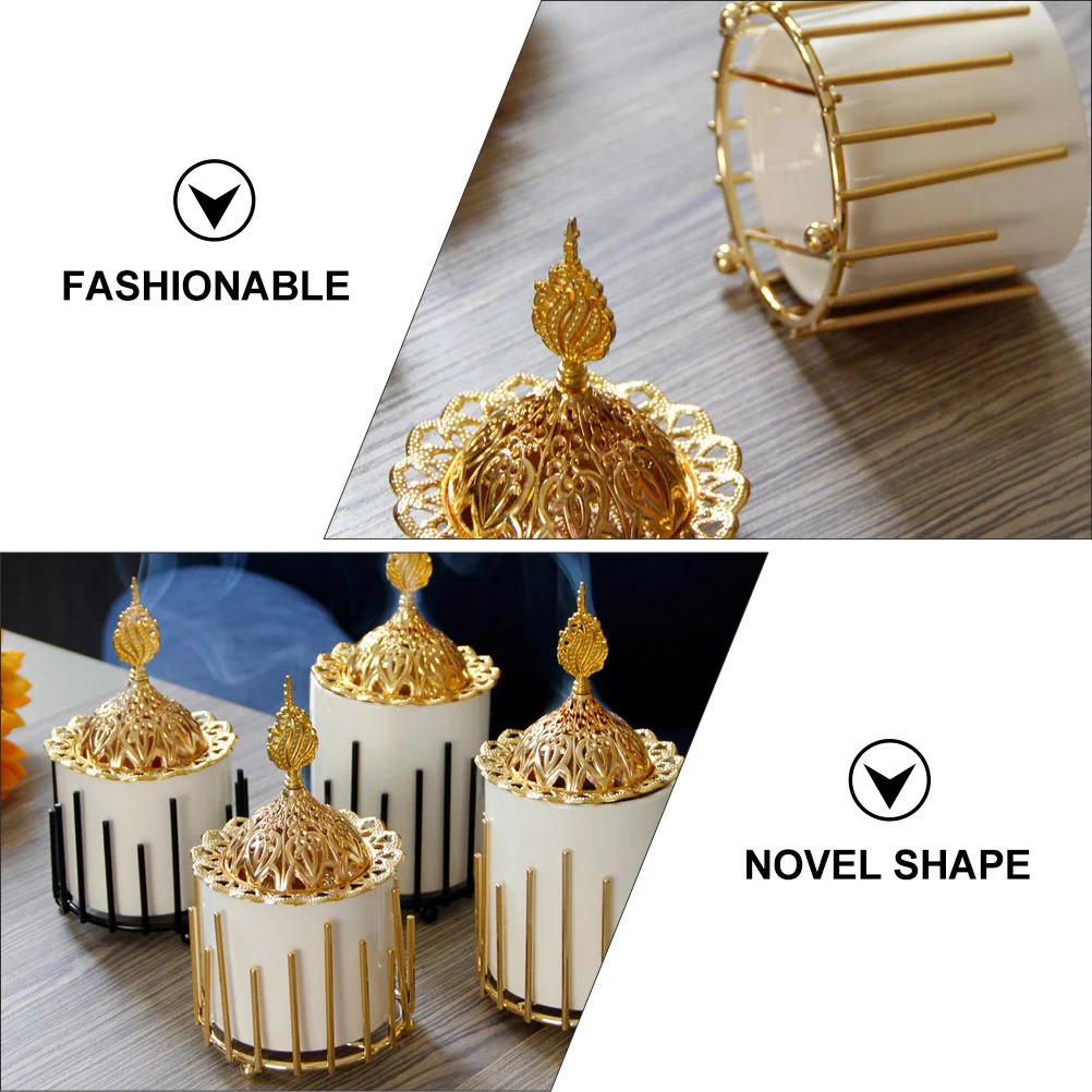 

1Pcs European Style Large Ceramic Metal Incense Burner Xmas Aroma Stove Decorative Aromatherapy Xmas Party Censer