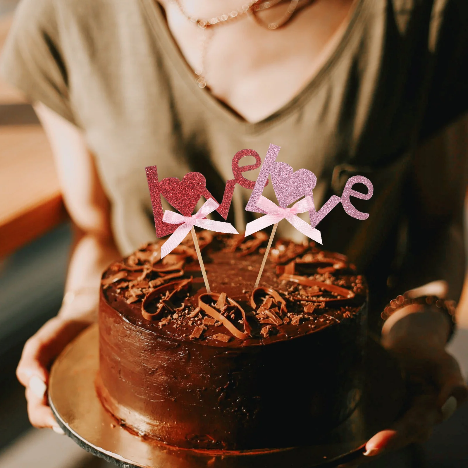 

40Pcs Cake Picks Valentine Party Cupcake Toppers Love Heart Dessert Decorations Holiday Wedding Cake Ornaments