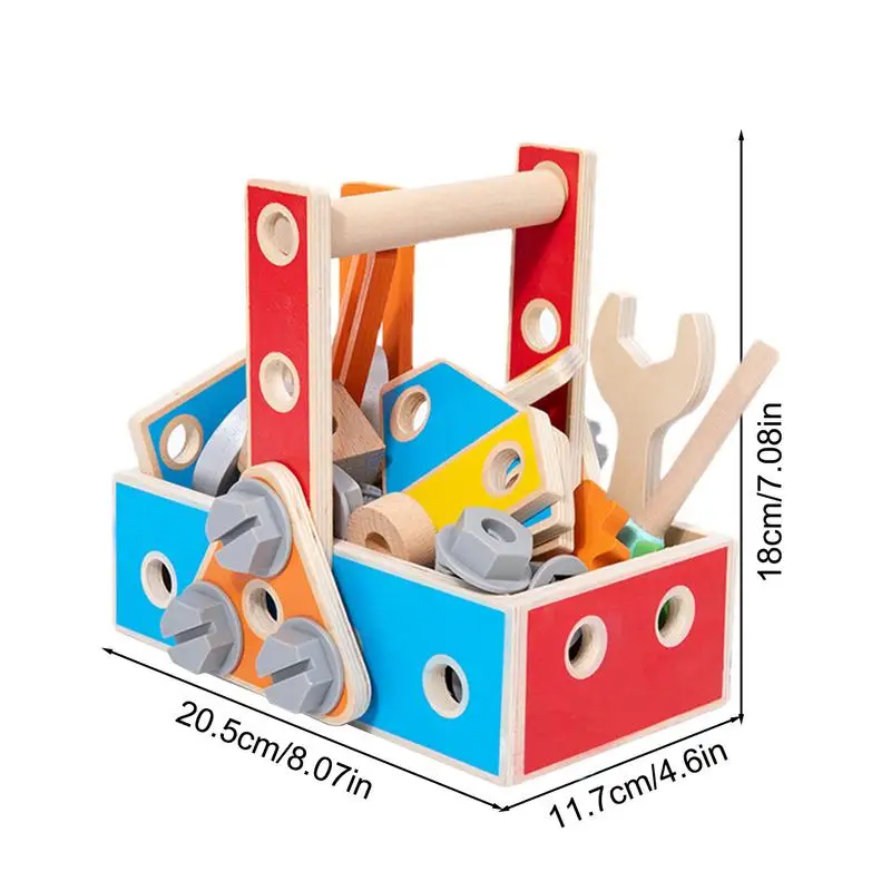 Id's Wooden Tool Box Wooden Nuts And Bolts Building Blocks Construction Kit Carpenter Tool Montessori Education Toys