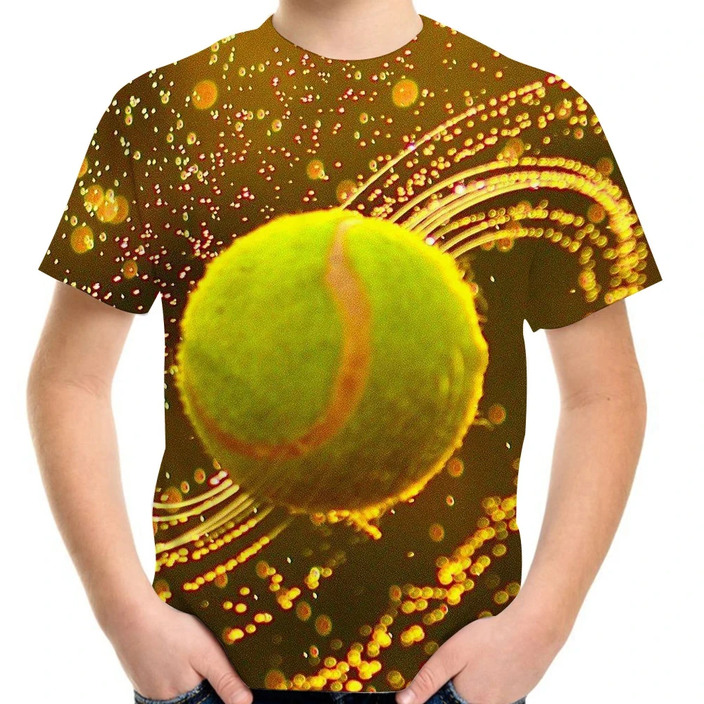 

Children's Clothing T-Shirt For A Boy Child T Shirt 3D Tennis Ball Print Funny Fashion Kids Summer Clothes Girl Short Sleeve Top