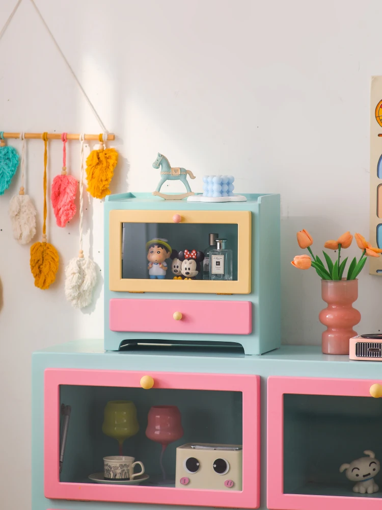 Dopamine Dust Locker Color Desktop Perfume Storage Cabinet Multifunctional Cosmetics Display Cabinet Countertop Storage
