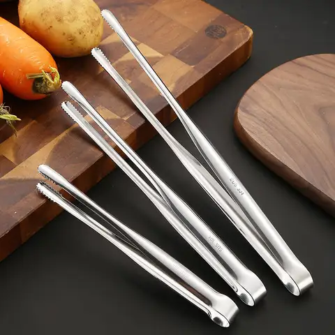 Stainless Steel Grill Tongs Food Clip BBQ Steak Clip Bread Tong Cooking Utensils Party Non-Slip Kitchen Gadgets Accessories