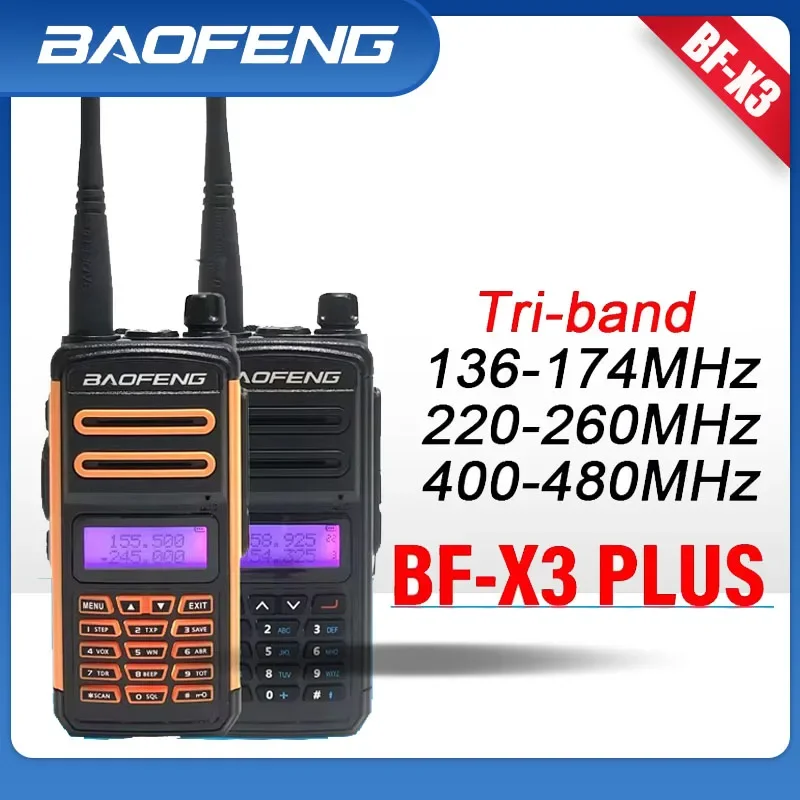 

2021 BF X3 Plus High Power Walkie Talkie Long Range Tri-band Ham CB Radio Portable hf Transceiver BaoFeng UV-5R Update Version