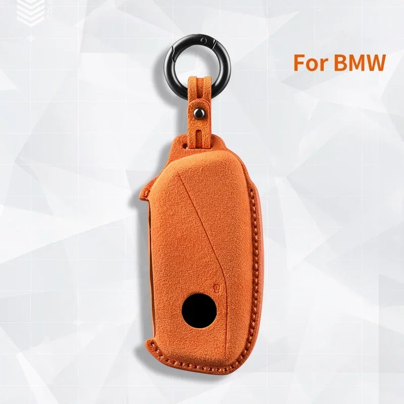 

For BMW I7 X7 G07 LCI IX I20 X1 U11 7 Series G70 G09 XM U06 G81 M3 Suede Car Key Case Shell Keychain for BMW