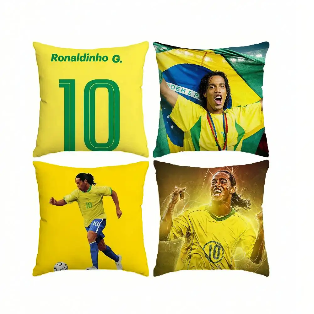 Brazilian football R-Ronaldinho  Square Double-Sided printed Pillow Case Bedroom Bedside Pillow Sofa Cushion Cover