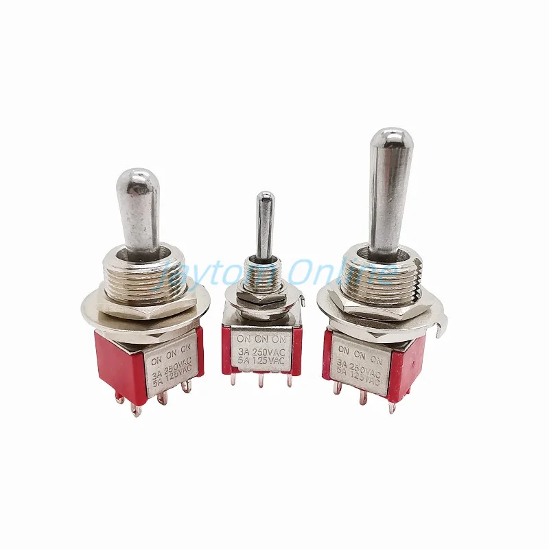 2pcs T812 Locking Type 12mm Toggle Switch T80-T ON ON ON 3A/250V 5A/125V 6mm 6PIN SP3T 3 Way Switches