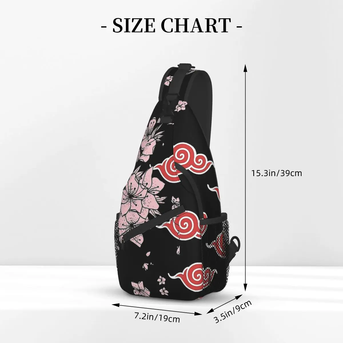 Geometric Patterns Crossbody Bag Sports Japanese Sakura Red Cloud Akatsuki Chest Bag Women Man Fashion Shoulder Backpacks Travel