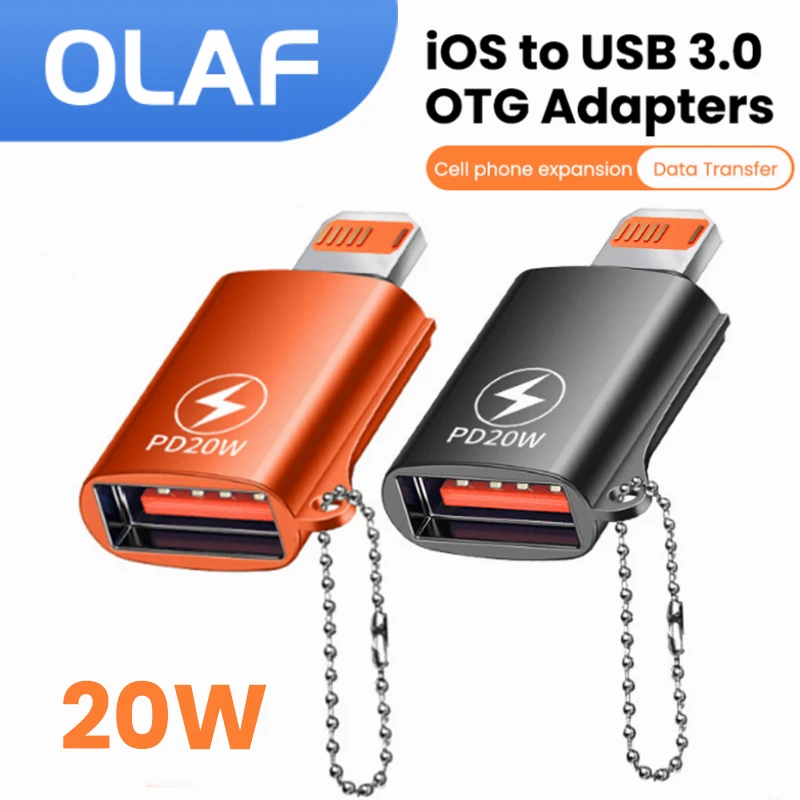 Olaf Lightning To USB 3.0 OTG Adapter For iphone 14 13 12 11 ipad U Disk Extender Lightning Male To USB Female Adapter With Cord