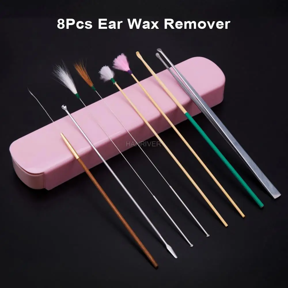 Ear picking 4 piece set 8 piece set ear picking cleaner Luminous ear picking spoon for ear picking goose feather stick