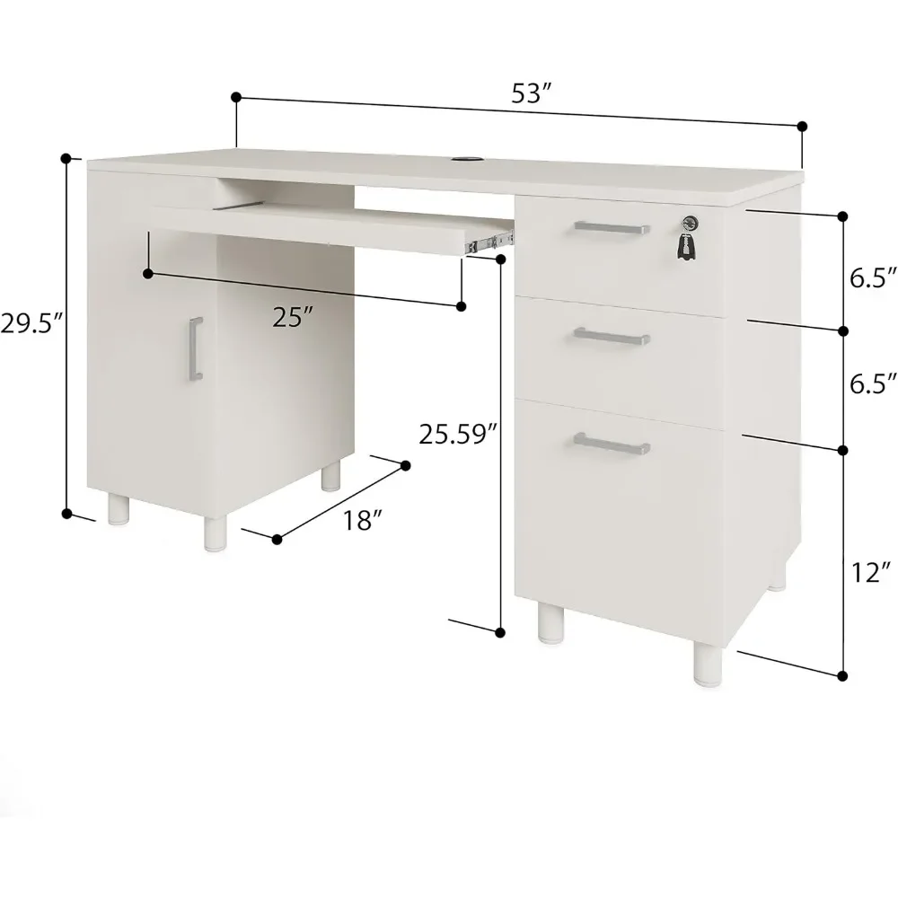 Design moderno per artigianato e comfort scrivania per Computer Venice-scrivania da ufficio con 3 cassetti e mobiletto per CPU-postazione di lavoro per Laptop