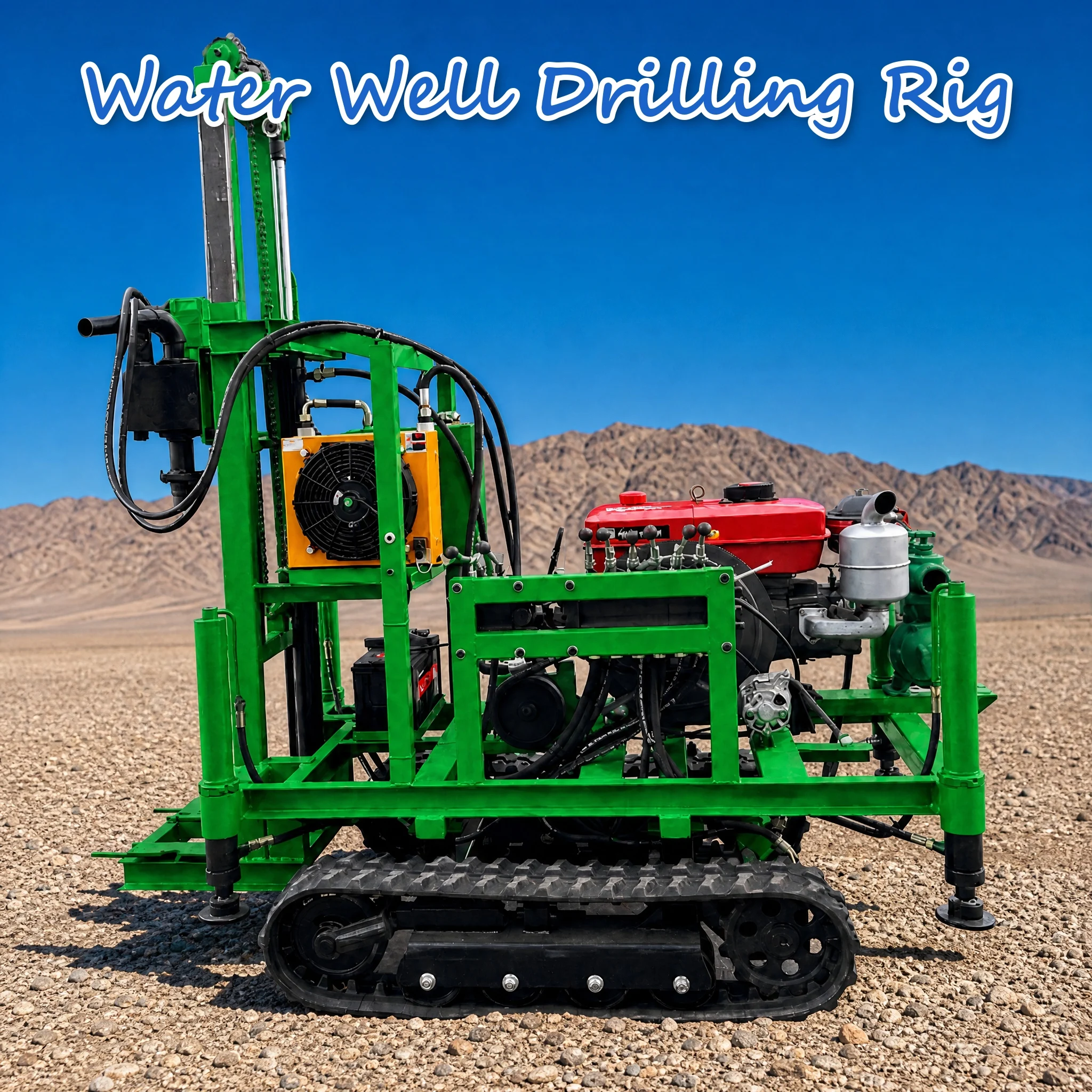 Customized Well Drilling Rig Hydraulic System Diesel Engine Type 22 to 35HP Crawler Base Narrow Body for Farmstead Water