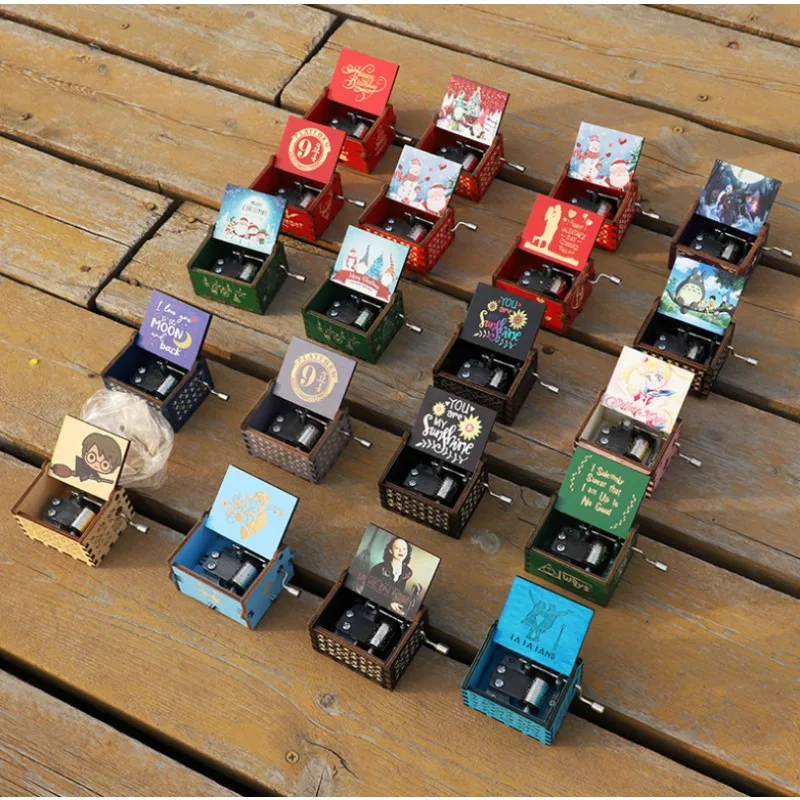 1p Houten Hand Aangezwengeld Muziekdoos Speelgoed Gelukkige Verjaardag Interessante Sculptuur Kunstschool Prachtig Cadeau Mini Ornament Retro Stijl CN